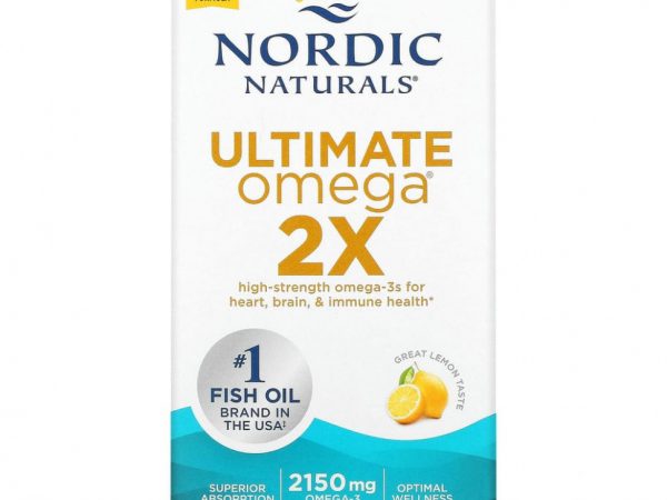 Nordic Naturals, Ultimate Omega 2X, со вкусом лимона, 1075 мг, 120 капсул