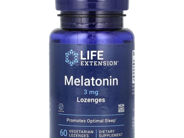 Life Extension, Мелатонин, 3 мг, 60 вегетарианских пастилок