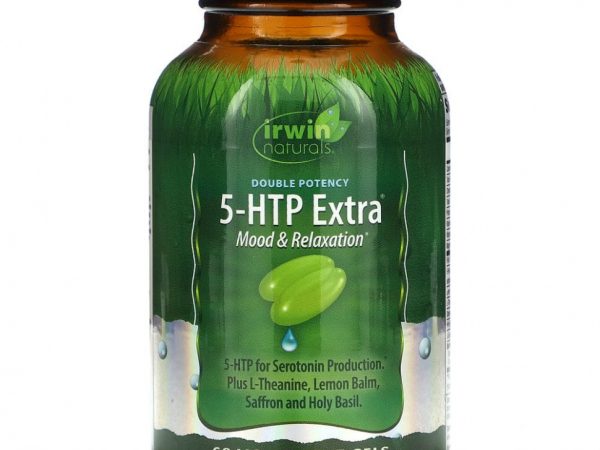 Irwin Naturals, Двойная эффективность, 5-гидрокситриптофан Экстра, 60 мягких желатиновых капсул с жидким наполнением