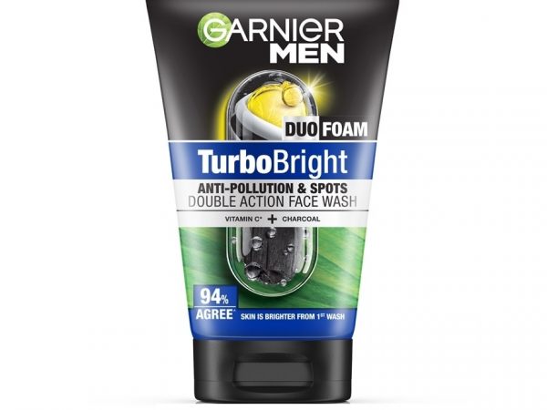 Garnier Men Turbobright Anti-Pollution  Spots Double Action Face Wash 100 Ml.