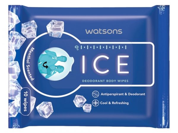 Watsons Ice Deodorant Body Wipes 10s.