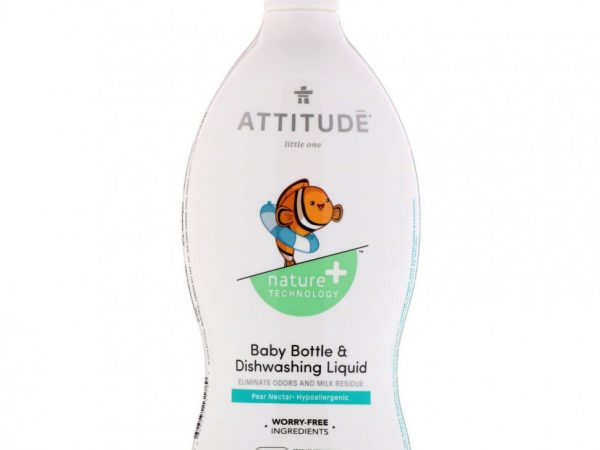 ATTITUDE, Little One, жидкость для мытья детских бутылочек и посуды, грушевый нектар, 700 мл (23,7 жидк. унции)