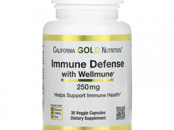 California Gold Nutrition, Immune Defense with Wellmune, бета-глюкан, 250 мг, 30 растительных капсул