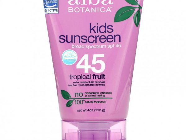 Alba Botanica, Детский солнцезащитный крем, тропические фрукты, SPF 45, 4 унции (113 г)