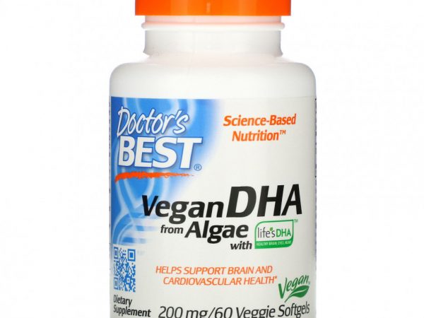 Doctor's Best, Life's DHA, веганская ДГК из водорослей, 200 мг, 60 растительных капсул