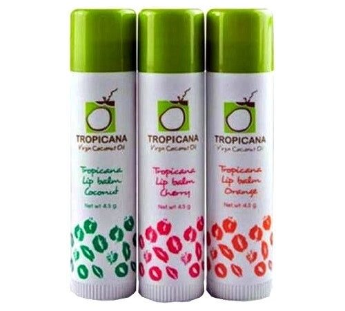 Гигиеническая помада Tropicana Lip Balm, 4,5 гр., в ассортименте (Кокос, Вишня, Апельсин), Таиланд Вишня