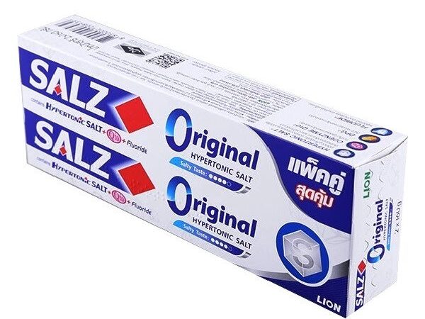 Тайская зубная паста для чувствительных зубов Lion Salz Original Hypertonic Salt, 2 шт.  160 гр. Таиланд