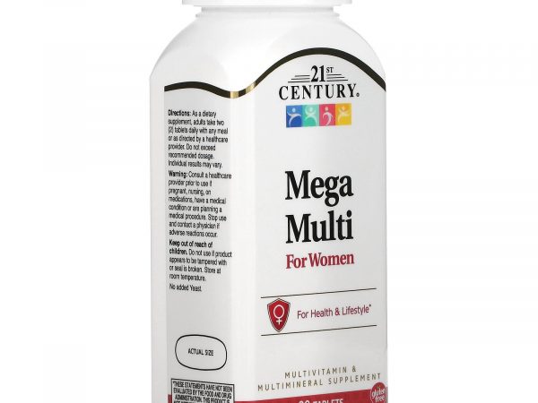 Женские мультивитамины и мультиминералы 21 st Century Mega Multi For Women, 90 шт. США
