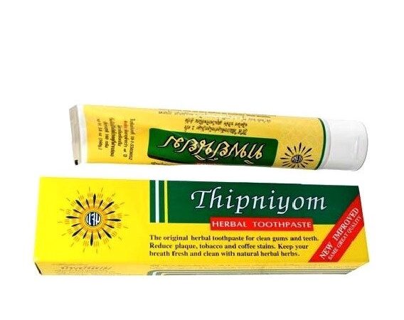 Зубная паста БЕЗ ФТОРА Thipniyom Herbal Toothpaste, Таиланд, 100 гр.