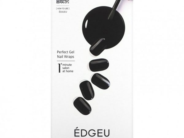 Edgeu, Гелевые обертывания для ногтей Perfect, ENA905, черный, набор из 16 полосок