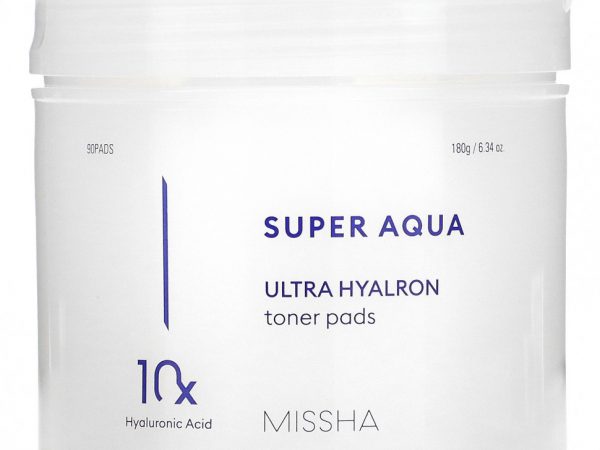 Missha, Super Aqua, тонер в салфетках для ультраувлажнения, 90 шт., 18 г (6,34 унции)