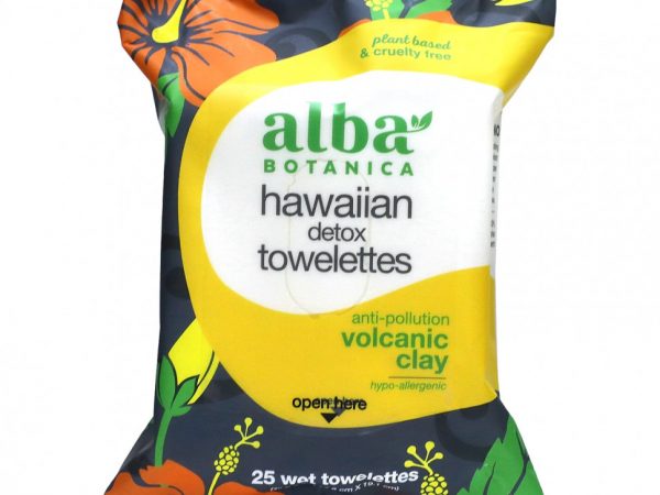 Alba Botanica, Hawaiian Detox Towelettes, 25 влажных салфеток