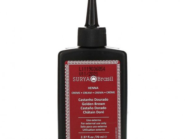 Surya Brasil, Surya Henna, эффективная здоровая краска Henna Cream для седоватых волос, золотисто-каштановый, 2,37 жидких унций (70 мл)