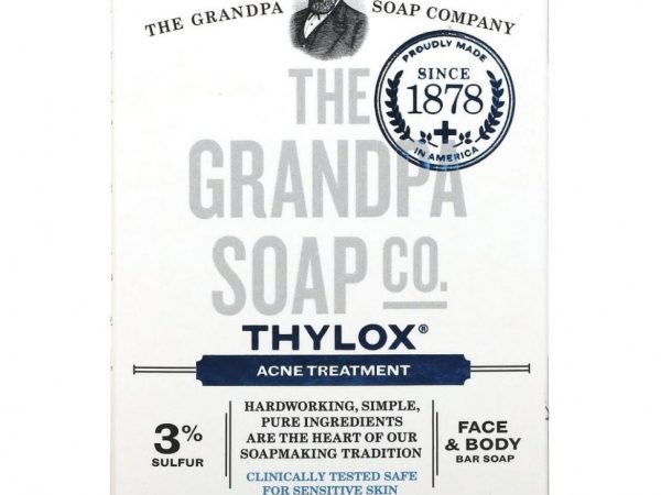 The Grandpa Soap Co., Брусковое мыло для лица и тела, Thylox, борьба с акне, 92 г