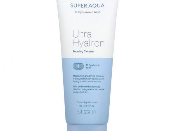 Missha, Super Aqua Ultra Hyalon, очищающая пенка, 200 мл (6,76 жидк. унции)