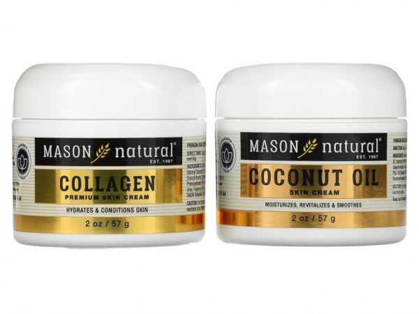 Mason Natural, Крем для кожи с кокосовым маслом + крем для кожи премиального качества с коллагеном, 2 шт. В упаковке, 57 г (2 унции)