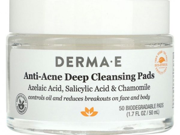 DERMA E, Подушечки для глубокого очищения от акне, 50 шт., 50 мл (1,7 жидк. Унции)