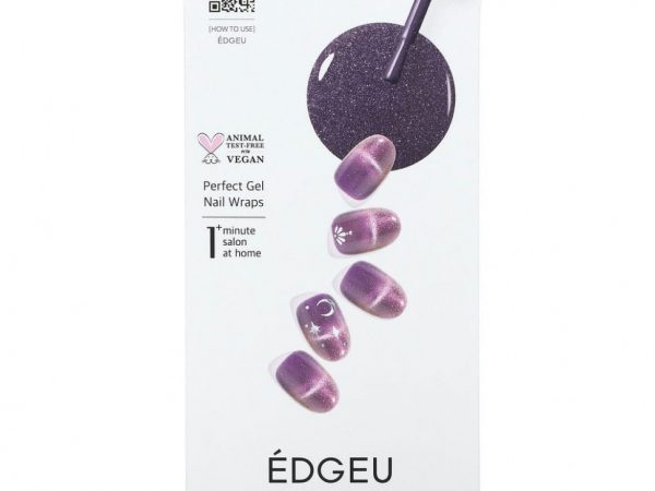 Edgeu, Гелевые обертывания для ногтей Perfect, ENA321, Purple Night Magnet, набор из 16 полосок