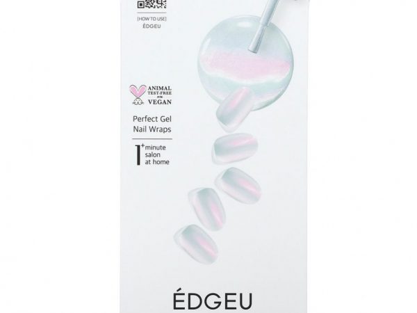 Edgeu, Гелевые обертывания для ногтей Perfect, ENA442, Mirror Sky Blue, набор из 16 полосок