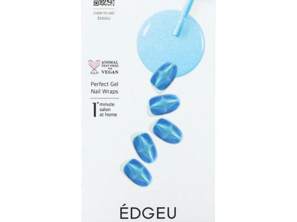 Edgeu, Гелевые обертывания для ногтей Perfect, ENA444, магнит с синим отверстием, набор из 16 полосок