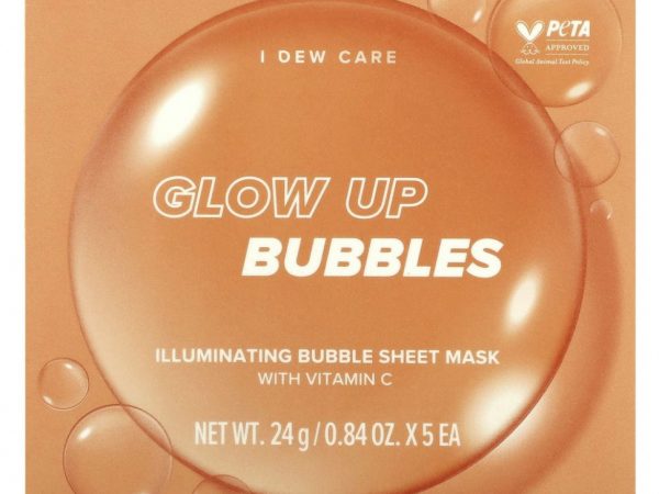 I Dew Care, Glow Up Bubbles, тканевая маска с сияющими пузырьками, 5 шт. Масок, 24 г (0,84 унции)