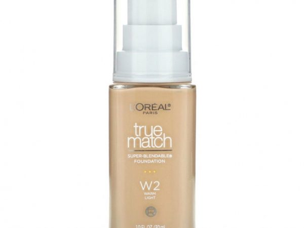 L'Oréal, True Match, превосходно смешиваемая тональная основа, теплый светлый оттенок W2, 30 мл (1 жидк. Унция)