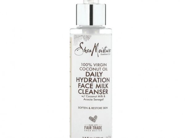 SheaMoisture, 100% кокосовое масло первого отжима, ежедневное увлажняющее очищающее молочко для лица, 112 мл (3,8 жидк. Унции)