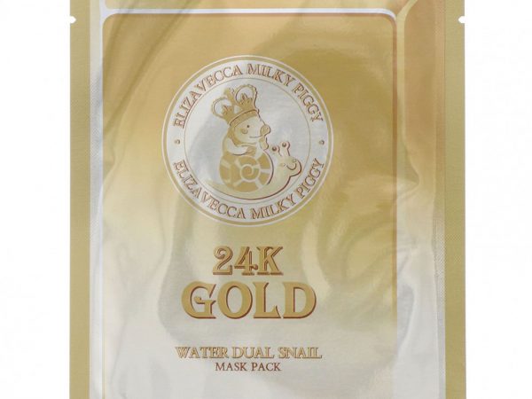 Elizavecca, Milky Piggy, 24k Gold Water Dual Snail, упаковка тканевых масок с золотом и секретом улитки, 10 шт., по 25 г (0,88 унции)