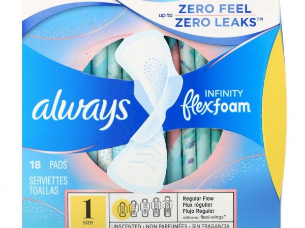 Always, Infinity с гибким наполнителем и крылышками, регулярные, 18 прокладок