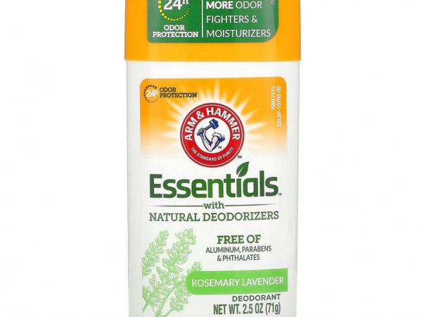 Arm & Hammer, Essentials, дезодорант с натуральными дезодорирующими компонентами, розмарин и лаванда, 71 г (2,5 унции)