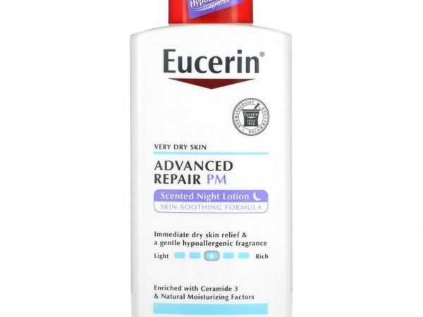 Eucerin, Advanced Repair Lotion, PM, ароматизированный ночной лосьон, 400 мл (13,5 жидк. Унции)