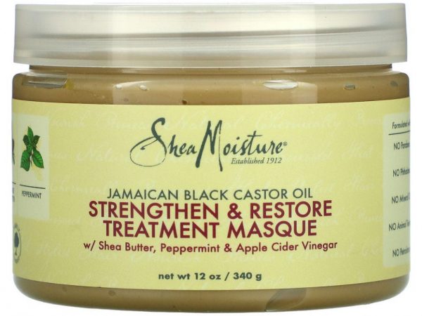 SheaMoisture, ямайское черное касторовое масло, укрепляющая и восстанавливающая маска, 340 мл (12 унции)