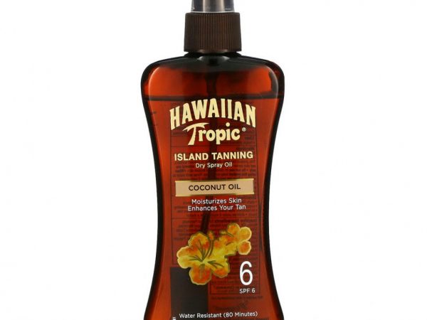 Hawaiian Tropic, Island Tanning, сухое масло-спрей для загара с кокосовым маслом, SPF 6, 236 мл (8 жидк. унций)