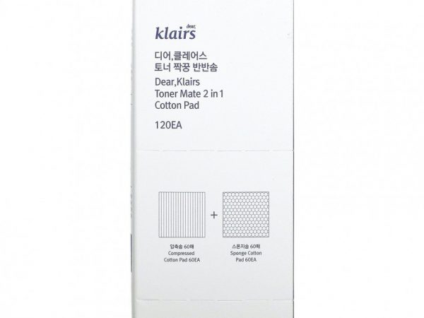 Dear, Klairs, Toner Mate 2 в 1 ватных дисках, 60 сжатых / 60 губчатых ватных дисков