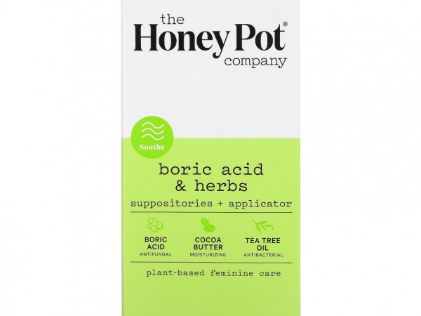 The Honey Pot Company, Борная кислота и травы, Суппозитории + аппликатор, 14 супозиториев, 1 аппликатор