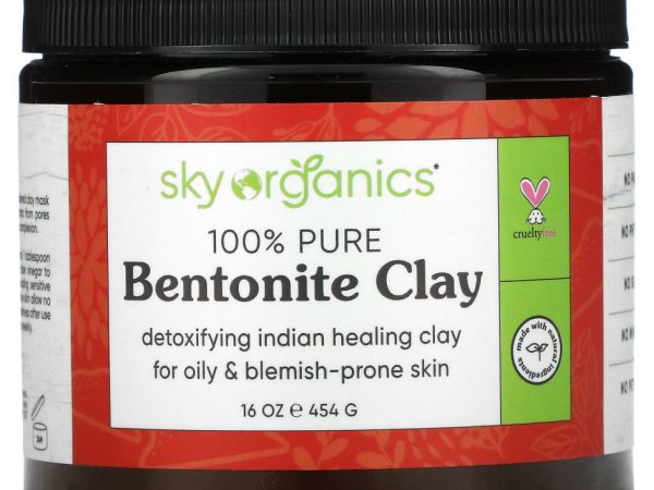 Sky Organics, 100% чистая бентонитовая глина, 454 г (16 унций)