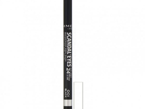 Rimmel London, Водостойкий карандаш для глаз Scandaleyes, стойкость 24 часа, оттенок 001 черный, 1,3 г
