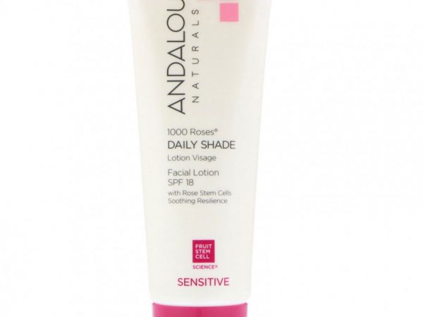 Andalou Naturals, 1000 Roses, лосьон для лица, дневной тон, SPF 18, для чувствительной кожи, 80 мл (2,7 жидк. унции)