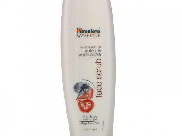 Himalaya, Botanique, Отшелушивающий скраб для лица с грецким орехом и деревянным яблоком, 5.07 жидких унций (150 мл)