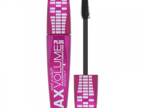 Wet n Wild, Водостойкая тушь для ресниц Max Volume Plus, оттенок Amp'd Black, 8 мл