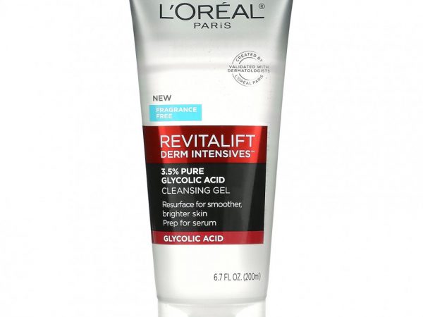 L'Oreal, Revitalift Derm Intensives, очищающий гель с 3,5% чистой гликолевой кислотой, без отдушек, 200 мл (6,7 жидк. Унции)