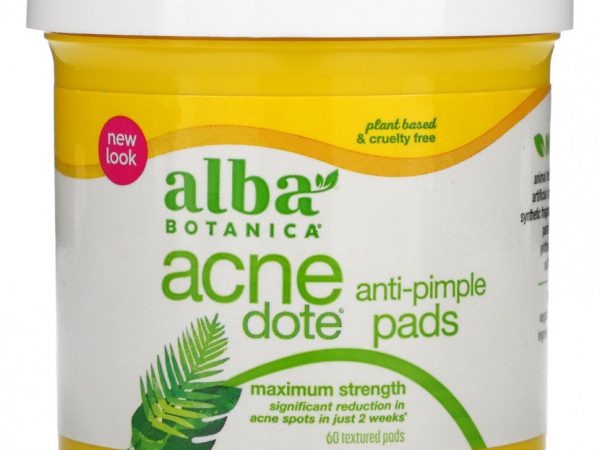 Alba Botanica, Прокладки от Acnedote от прыщей, максимальная сила действия, 60 текстурированных прокладок