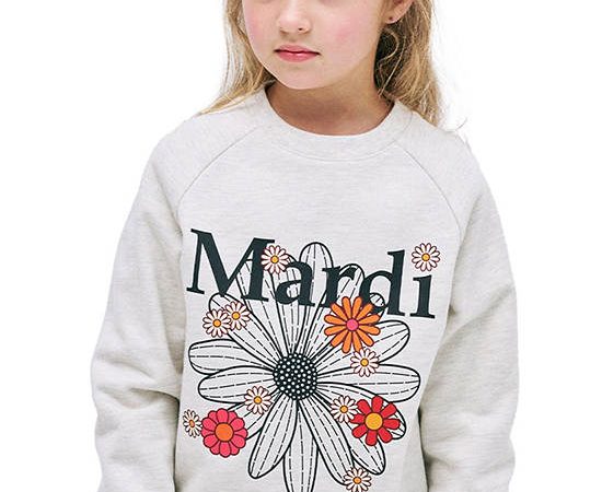 MARDI MERCREDI LES PETITS Kids Sweatshirt Flowermardi Blossom Oatmeal Black