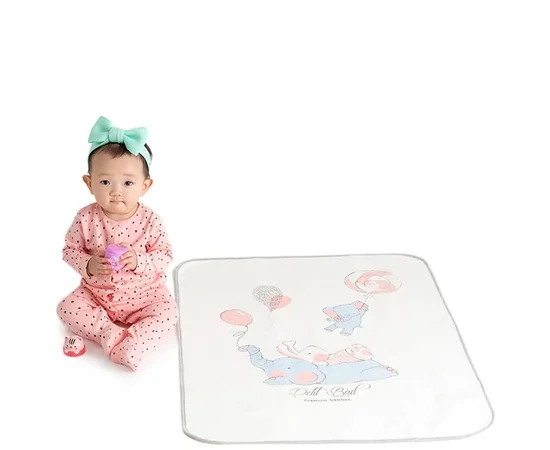 PETIT BIRD Organic Bamboo Waterproof Pad Size M (65 X 85 cm.) Candy Elpang Design Multi-Color