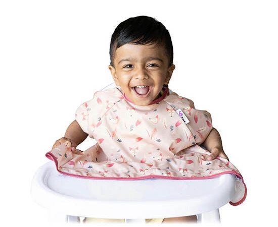 TIDY TOT Toddler Short Sleeve Cover & Catch Bib Sand Foxs