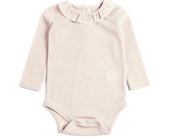 MAMAS & PAPAS Girl Toddler Bodysuit Long Sleeves Metallic Frill Pink