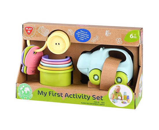 PLAYGO SUSTAINABLE PLASTIC - MY FIRST ACTIVITY SET (STACK CUP + KEYCHAIN + HIPPO CAR)