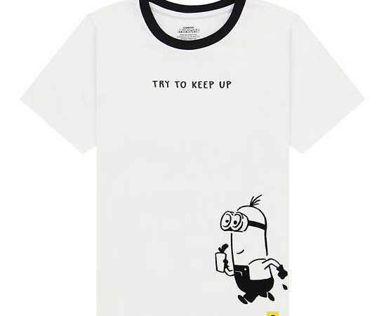 GIORDANO Boy's Regular Sorona Jersey Printed Tee (Minions) Snow White