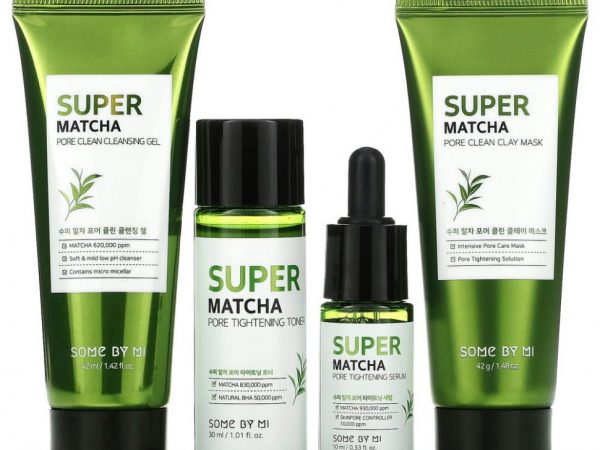 Some By Mi, Super Matcha Pore Care, стартовый набор с матчей для очищения пор, 4 предмета