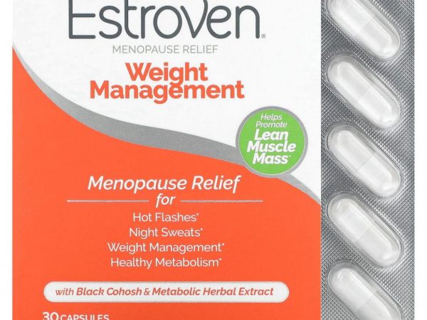 Estroven, средство для облегчения менопаузы и контроля веса, 30 капсул для ежедневного приема